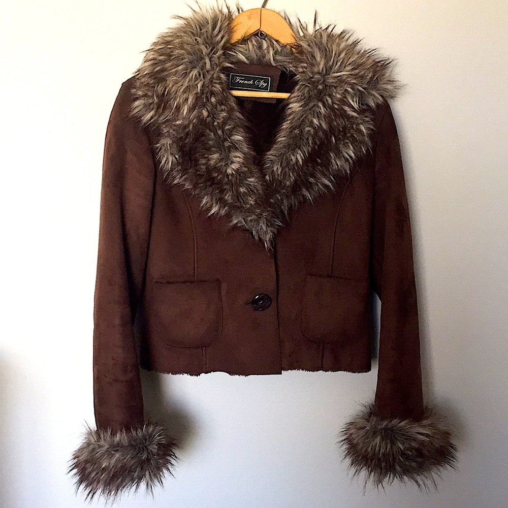 Faux fur bomber jacket